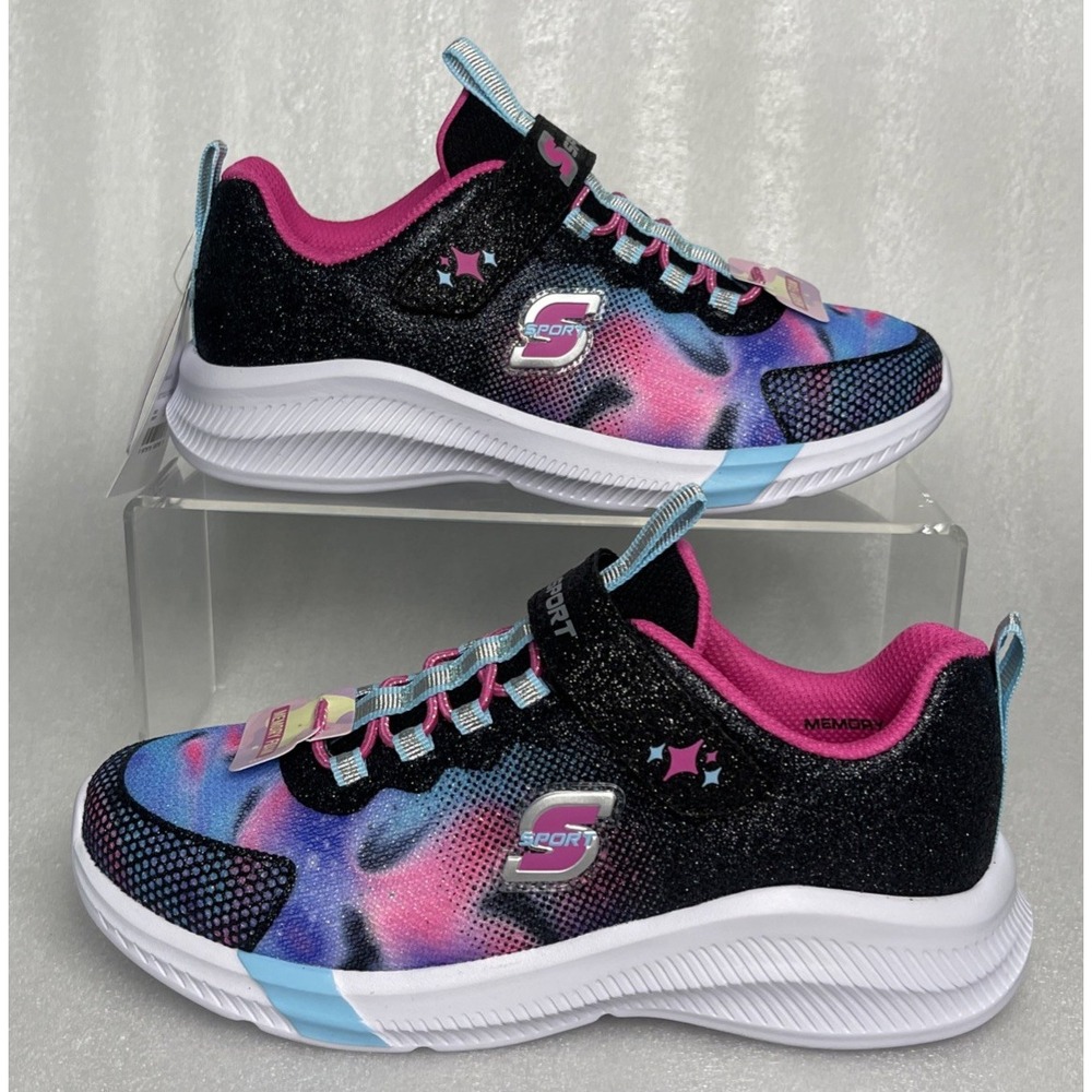 S‎ Sport By Skechers Cora Black & Multicolor Tie Dye Sneakers Girls Size 5 NEW